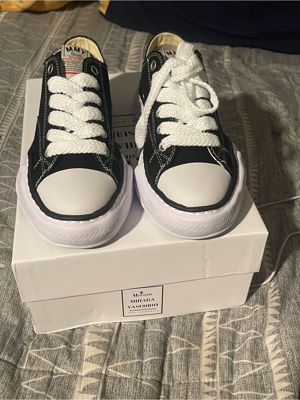 Miharayasuhiro Black and White Low-Top Sneakers